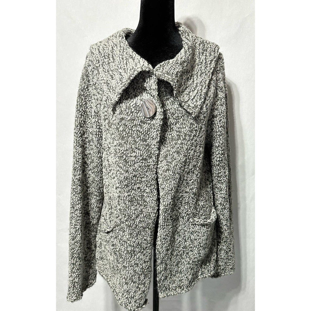 Tweeds Gray and White Boucle Sweater Cardigan Size M‎